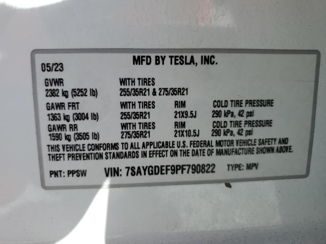 7SAYGDEF9PF790822 - 2023 TESLA MODEL Y Blanco foto 13