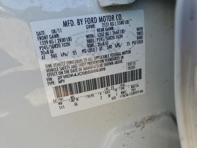 2FMDK4JC0BBB68309 - 2011 FORD EDGE SEL 白色 照片 13