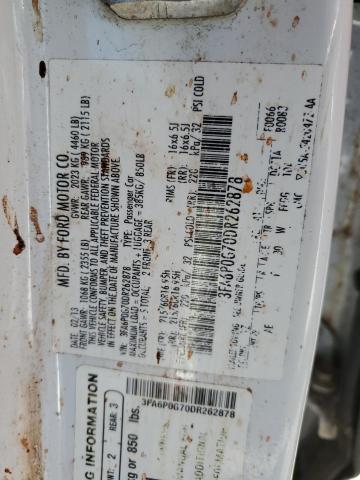 3FA6P0G70DR262878 - 2013 FORD FUSION S WHITE photo 12