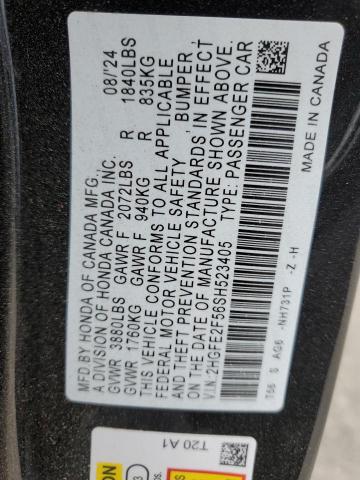 2HGFE2F56SH523405 - 2025 HONDA CIVIC SPORT Чорний фото 12