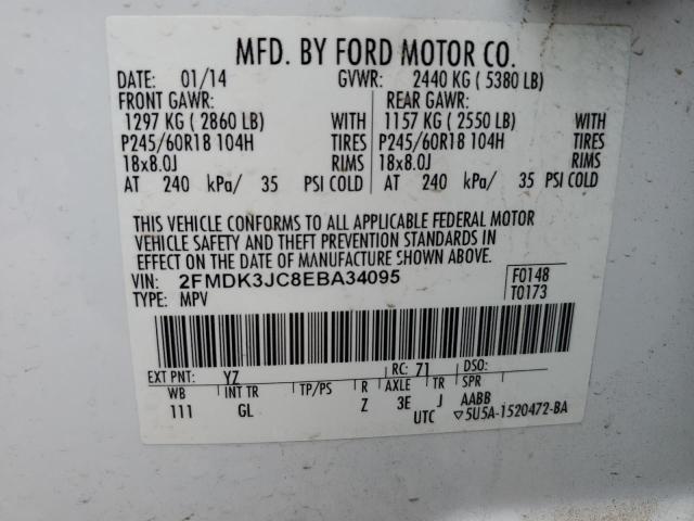 2FMDK3JC8EBA34095 - 2014 FORD EDGE SEL WHITE photo 13