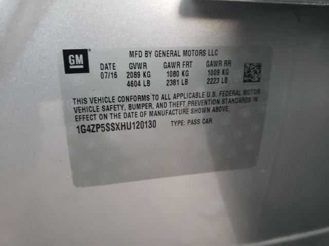 1G4ZP5SSXHU120130 - 2017 BUICK LACROSSE ESSENCE ვერცხლისფერი ფოტო 12