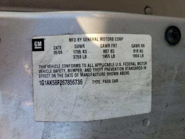 1G1AK58F267856736 - 2006 CHEVROLET COBALT LS SILVER photo 12