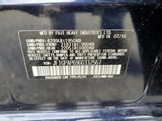 JF1GPAP69GG332567 - 2016 SUBARU IMPREZA SPORT PREMIUM BLUE photo 13