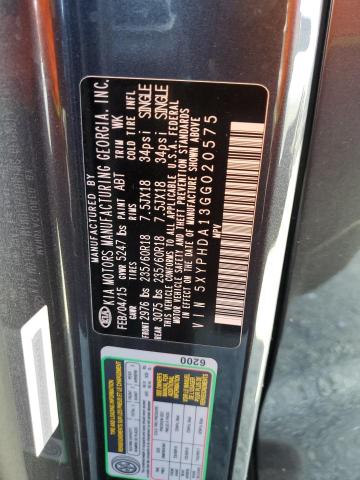 5XYPHDA13GG020575 - 2016 KIA SORENTO EX GRAY photo 14