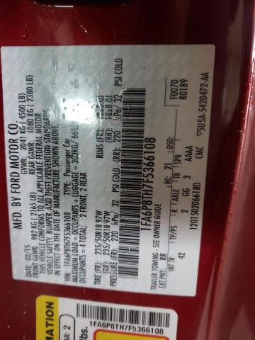 1FA6P8TH7F5366108 - 2015 FORD MUSTANG RED photo 13