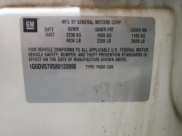 1G6DV57V580133806 - 2008 CADILLAC CTS HI FEATURE V6 WHITE photo 12