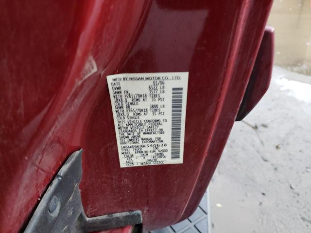 1N6AA06B36N540638 - 2006 NISSAN TITAN XE RED photo 12