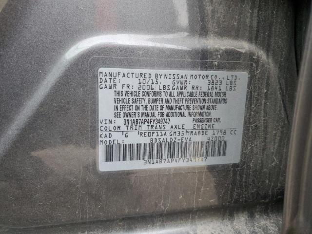 3N1AB7AP4FY349747 - 2015 NISSAN SENTRA S GRAY photo 12