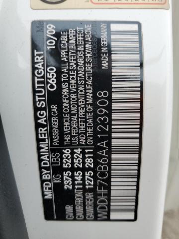 WDDHF7CB6AA123908 - 2010 MERCEDES-BENZ E 550 WHITE photo 12