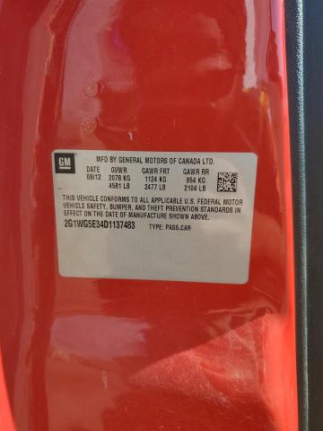 2G1WG5E34D1137483 - 2013 CHEVROLET IMPALA LT წითელი ფოტო 12