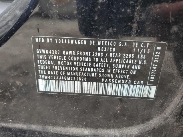 3VW4T7AJ4GM291826 - 2016 VOLKSWAGEN JETTA GLI შავი ფოტო 12