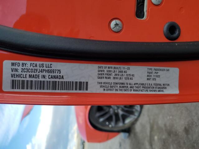 2C3CDZFJ4PH669775 - 2023 DODGE CHALLENGER R/T SCAT PACK ORANGE photo 12