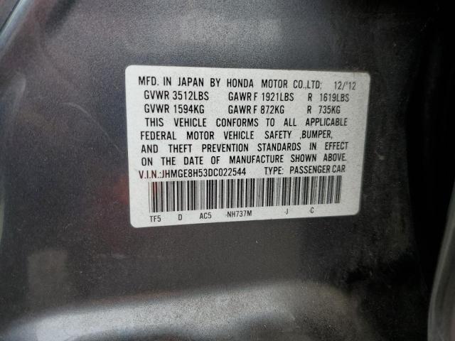 JHMGE8H53DC022544 - 2013 HONDA FIT SPORT GRAY photo 13