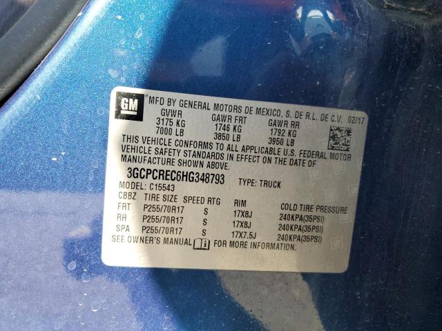 3GCPCREC6HG348793 - 2017 CHEVROLET SILVERADO C1500 LT BLUE photo 13