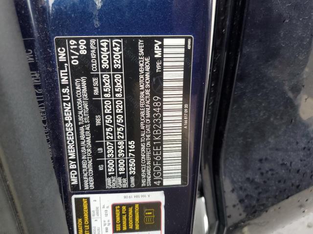 4JGDF6EE1KB233489 - 2019 MERCEDES-BENZ GLS 450 4MATIC BLUE photo 13