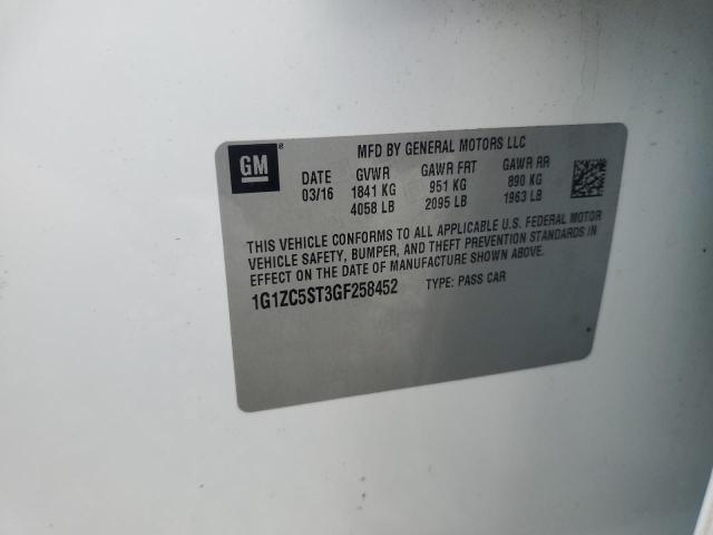 1G1ZC5ST3GF258452 - 2016 CHEVROLET MALIBU LS WHITE photo 12