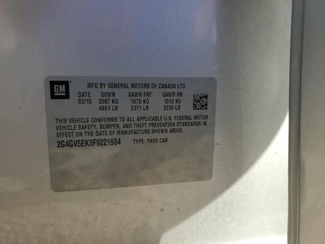 2G4GV5EK3F9221934 - 2015 BUICK REGAL Plata foto 12