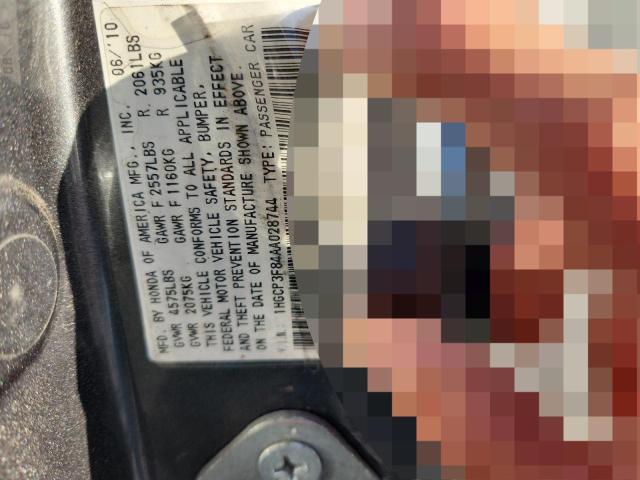 1HGCP3F84AA028744 - 2010 HONDA ACCORD EXL GRAY photo 12