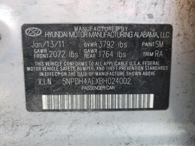 5NPDH4AEXBH024002 - 2011 HYUNDAI ELANTRA GLS SILVER photo 12