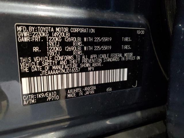 JTEAAAAH7MJ016557 - 2021 TOYOTA VENZA LE GRAY photo 13