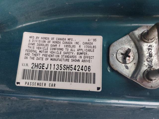 2HGEJ1135SH542406 - 1995 HONDA CIVIC EX Qara foto 12