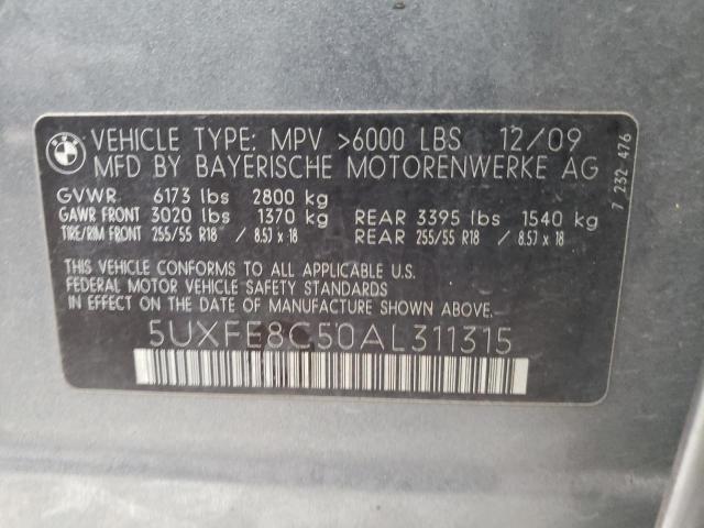 5UXFE8C50AL311315 - 2010 BMW X5 XDRIVE48I CHARCOAL photo 13