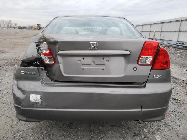 2HGES16524H558427 - 2004 HONDA CIVIC LX GRAY photo 6