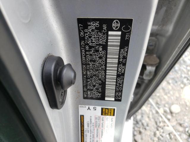 JTDKBRFU8H3046235 - 2017 TOYOTA PRIUS SILVER photo 12