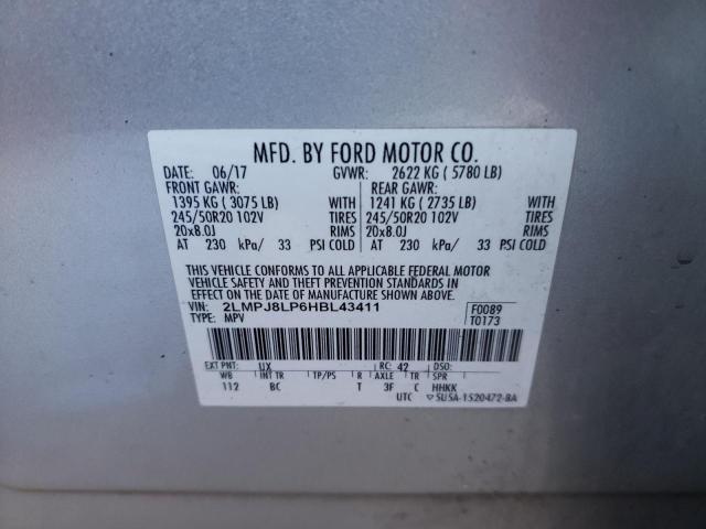 2LMPJ8LP6HBL43411 - 2017 LINCOLN MKX RESERVE فضي صورة 12