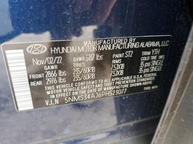 5NMS34AJ6PH523077 - 2023 HYUNDAI SANTA FE SEL PREMIUM BLUE photo 12