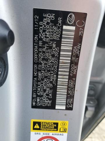 JTHBW1GG4D2013925 - 2013 LEXUS ES 300H SILVER photo 12