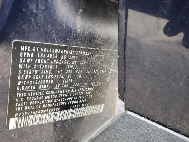 WVGBV7AX4GW588566 - 2016 VOLKSWAGEN TIGUAN S BLUE photo 13