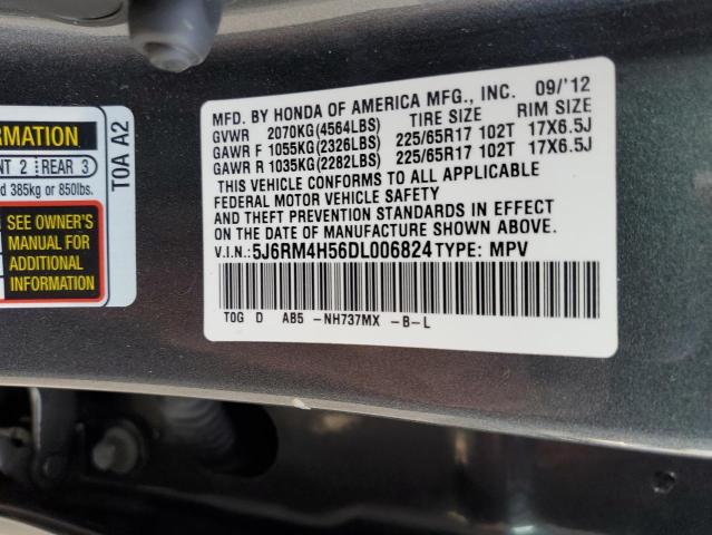 5J6RM4H56DL006824 - 2013 HONDA CR-V EX GRAY photo 14