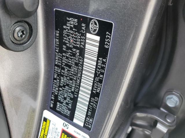 4T1C31AK2NU587467 - 2022 TOYOTA CAMRY LE GRAY photo 12