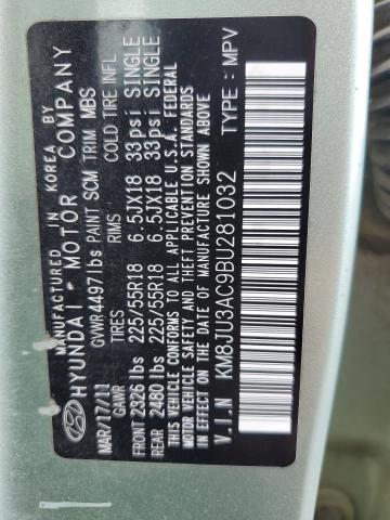 KM8JU3AC9BU281032 - 2011 HYUNDAI TUCSON GLS GREEN photo 13