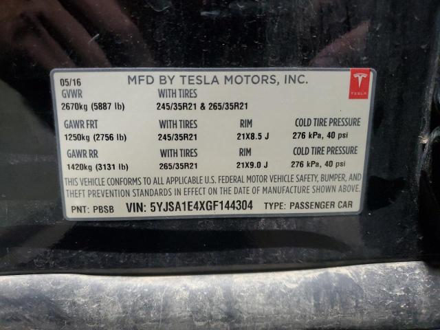 5YJSA1E4XGF144304 - 2016 TESLA MODEL S Schwarz Foto 12