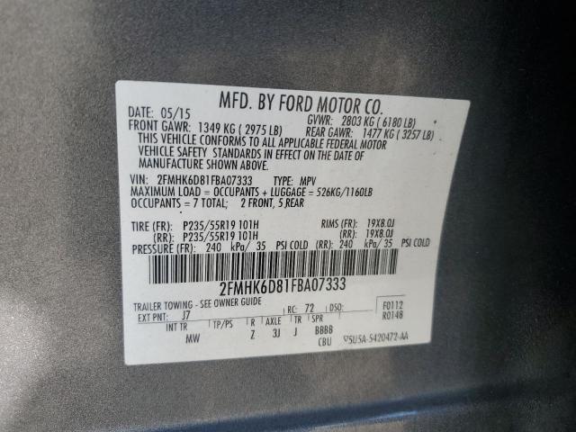 2FMHK6D81FBA07333 - 2015 FORD FLEX LIMITED CHARCOAL photo 14