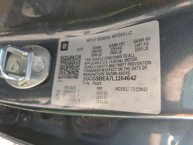 1GCGSBEA7L1164642 - 2020 CHEVROLET COLORADO CHARCOAL photo 12