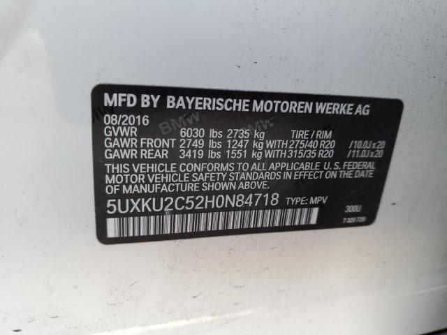 5UXKU2C52H0N84718 - 2017 BMW X6 XDRIVE35I WHITE photo 13