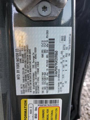 3FA6P0H79GR209860 - 2016 FORD FUSION SE GRAY photo 12