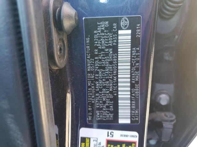4T1C11AK1NU056895 - 2022 TOYOTA CAMRY LE BLUE photo 12