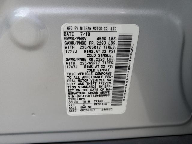 JN8AT2MT1JW489698 - 2018 NISSAN ROGUE S 银色 照片 13