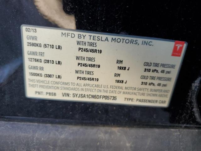 5YJSA1CN6DFP05735 - 2013 TESLA MODEL S BLACK photo 12