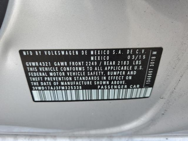 3VWD17AJ3FM325338 - 2015 VOLKSWAGEN JETTA SE SILVER photo 12