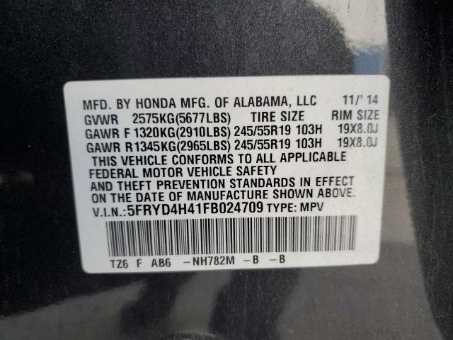 5FRYD4H41FB024709 - 2015 ACURA MDX TECHNOLOGY ნაცრისფერი ფოტო 14