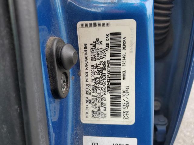 1NXBU4EE9AZ276420 - 2010 TOYOTA COROLLA BASE ლურჯი ფოტო 12