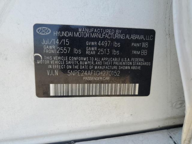 5NPE24AF1GH270152 - 2016 HYUNDAI SONATA SE 白色 照片 12