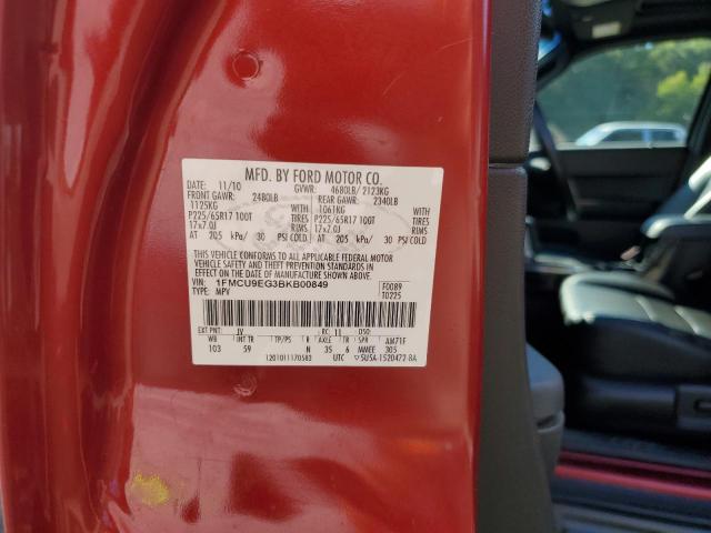 1FMCU9EG3BKB00849 - 2011 FORD ESCAPE LIMITED 红色 照片 13