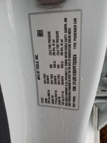 5YJ3E1EBXPF703924 - 2023 TESLA MODEL 3 白色 照片 12